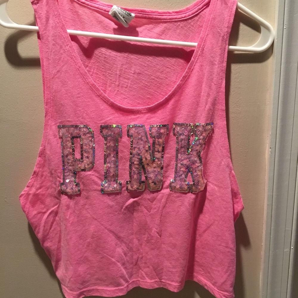 PINK sequin crop top